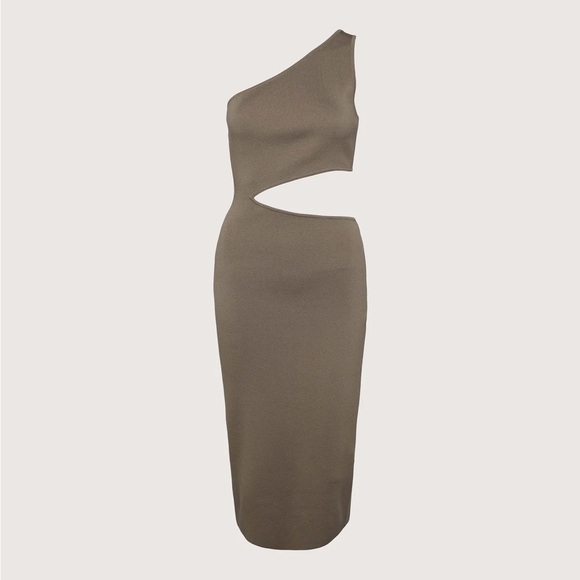 Oak + Fort One Shoulder MIDI Dress with Cutout - Picture 4 of 9